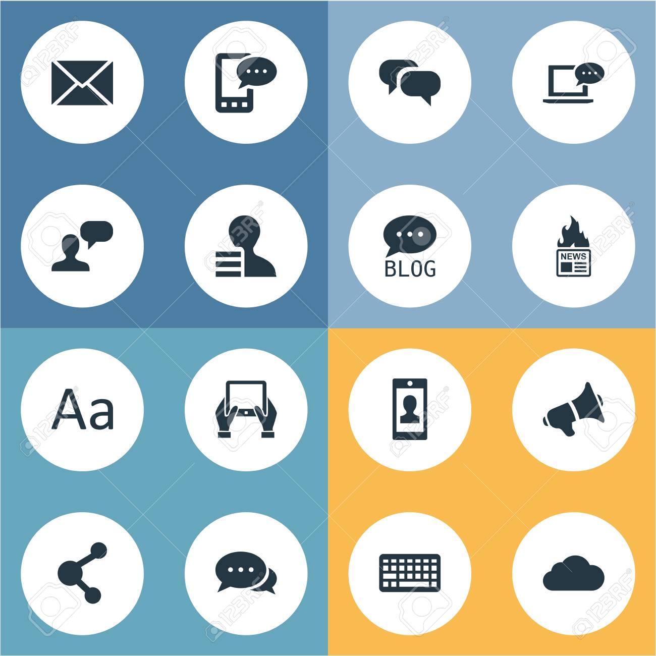 簡単な新聞アイコンのベクター イラスト セット 要素 E 手紙 曇り ノート パソコン 他の同義語の利益やディベート サイトします のイラスト素材 ベクタ Image