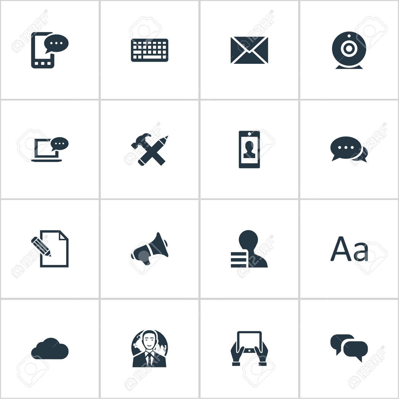簡単な新聞アイコンのベクター イラスト セット 要素 E 手紙 ゴシップ ラップトップや他の類義語のゴシップ カメラと曇り のイラスト素材 ベクタ Image 7694