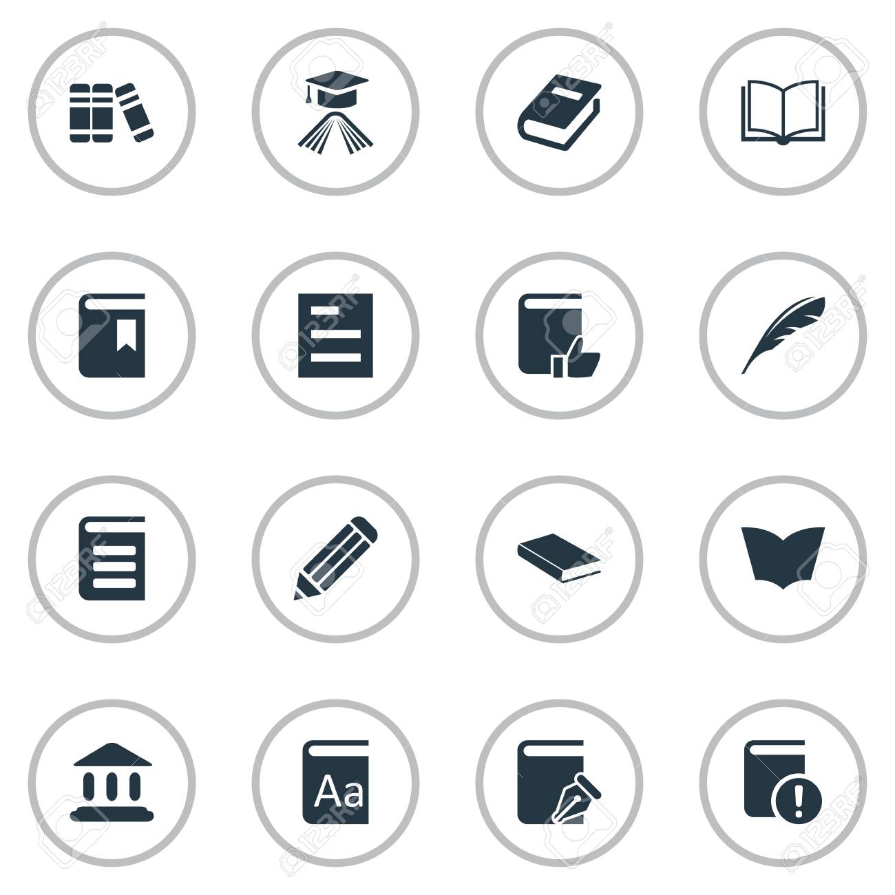 簡単な書籍のアイコンのベクトル イラスト セット Tasklist 要素 空白のノートブックでは 読書と他の類義語のページの一覧表示空白をお勧めします のイラスト素材 ベクタ Image