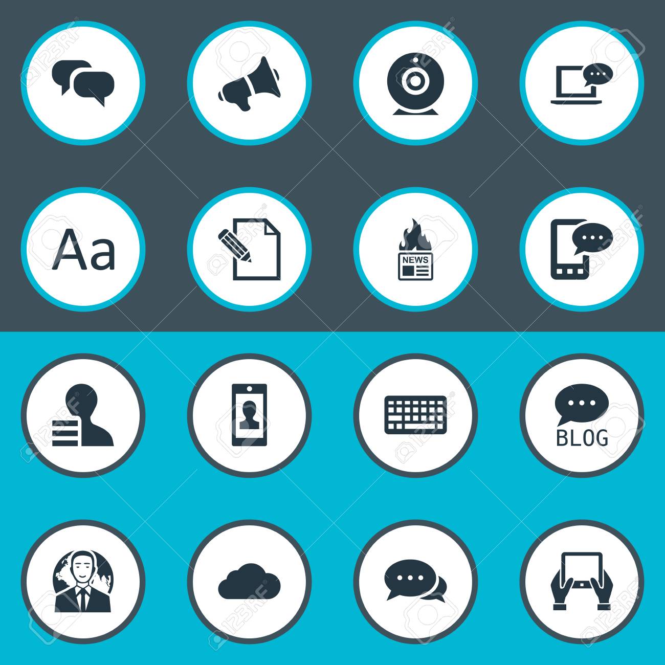 簡単な新聞アイコンのベクター イラスト セット 要素を得るため ゴシップ 電子手紙と類義語 Web インターナショナルと契約 のイラスト素材 ベクタ Image