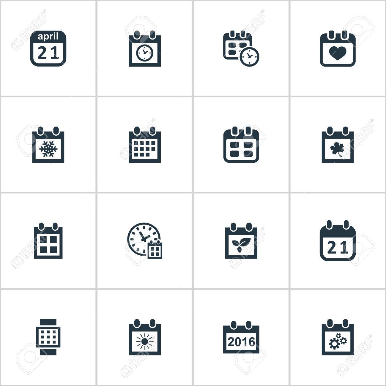 単純な日付アイコンのベクター イラスト セット 要素の期限 心 日付および他の類義語カレンダー時刻と時間 のイラスト素材 ベクタ Image