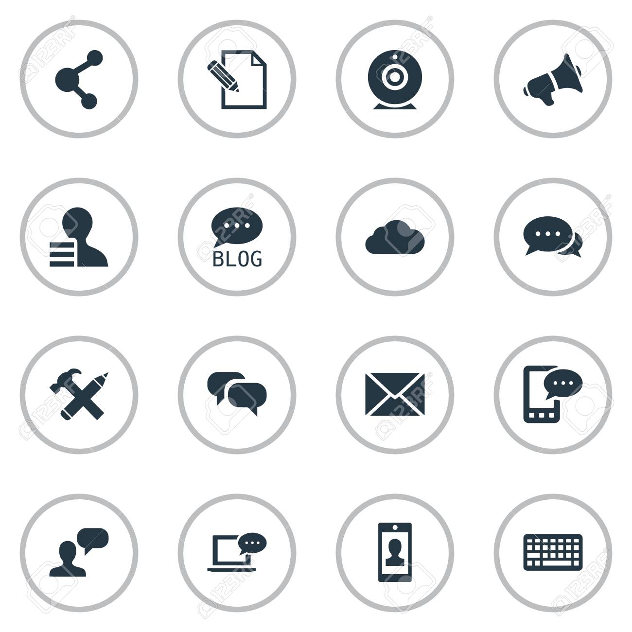 簡単な新聞アイコンのベクター イラスト セット 要素のドキュメント ノート パソコン ゲインおよび他の類義語の書簡 交渉とキーパッド のイラスト素材 ベクタ Image