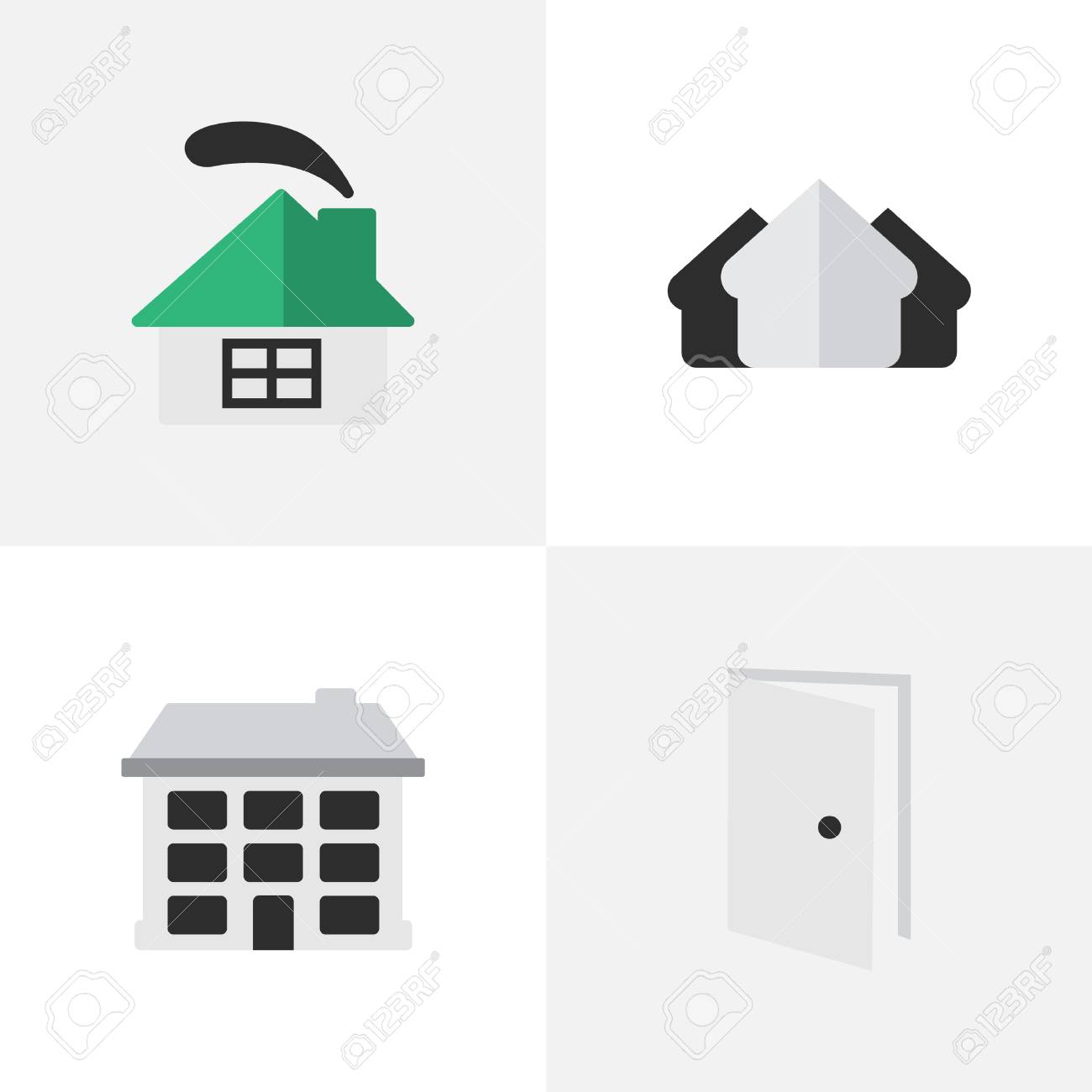 vector illustration set of simple estate icons elements dwelling free simple estate