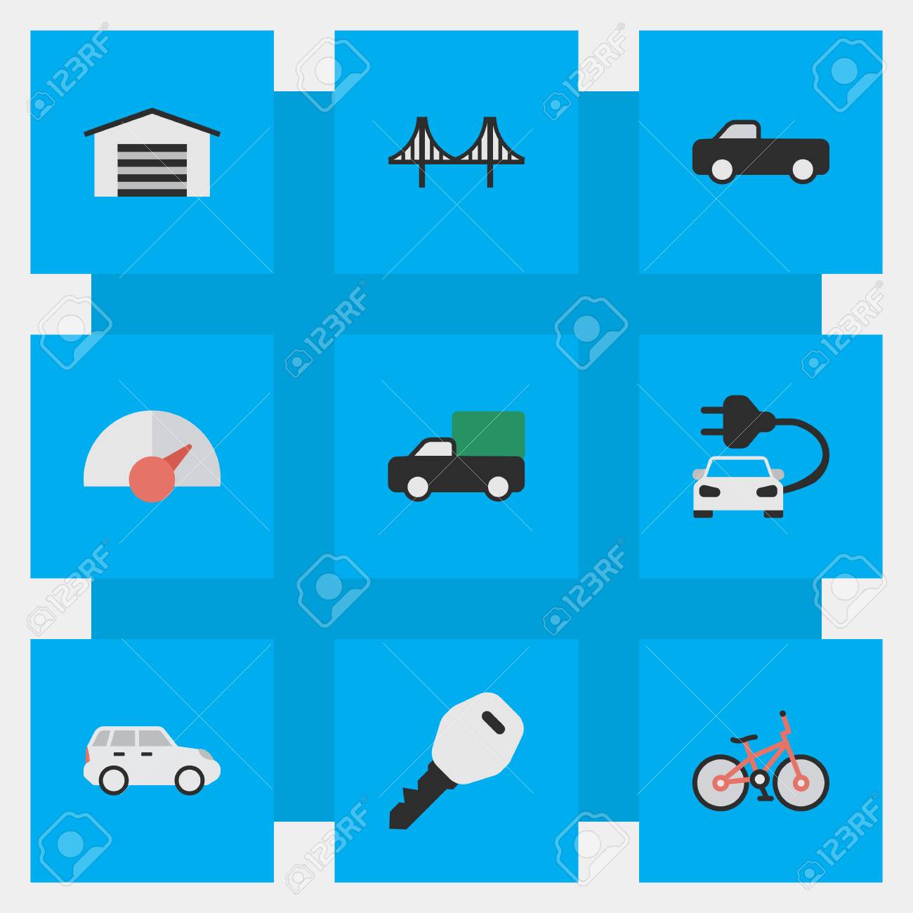 Vector Illustration Set Of Simple Transportation Icons Elements Charge Pickup Open And Other Synonyms Bridgework Bike And Jumper Royalty Free Cliparts Vectors And Stock Illustration Image 83529247