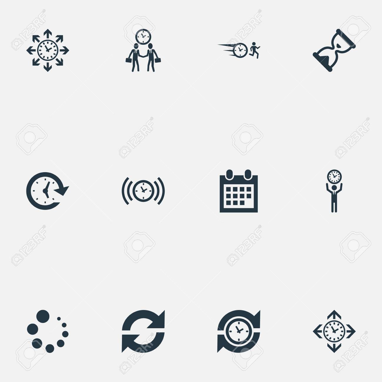 シンプルな管理アイコンのベクター イラスト セット 要素の砂時計 急いで 更新および他の類義語の矢印を更新および信号します のイラスト素材 ベクタ Image