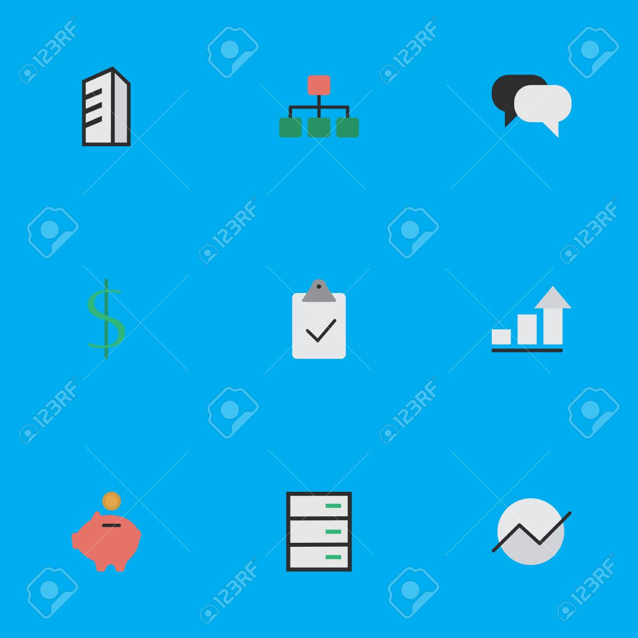 要素ドル 貯金箱 成長などの類義語会議 マークと会話 単純な仕事アイコンのベクター イラスト セット のイラスト素材 ベクタ Image 83746068