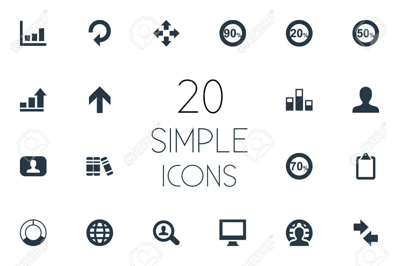 簡単な図のアイコンのセットです 他の類義語分析 クリップボード 線グラフ上の要素を表示し グラフします のイラスト素材 ベクタ Image
