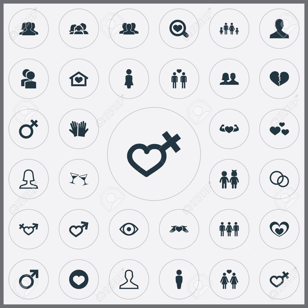 単純な愛好家アイコンのベクター イラスト セット 要素の候補者 男性 心臓手類義語少年の情熱と男性 のイラスト素材 ベクタ Image