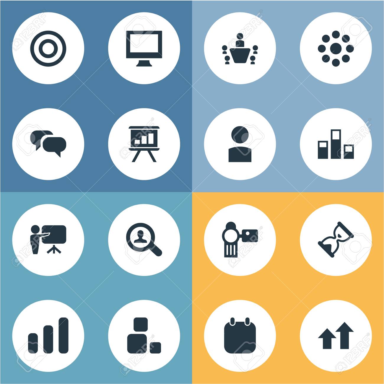 簡単なセミナー アイコンのベクター イラスト セット 育った 増加 キャンバス 他の同義語を繰り返す要素 砂時計 読み込み のイラスト素材 ベクタ Image