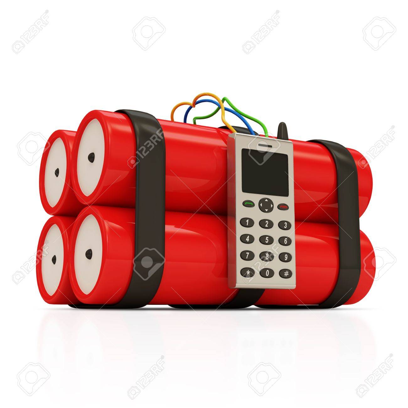 Dynamite Bomb With Mobile Phone On White Background Stock Photo Picture And Royalty Free Image Image