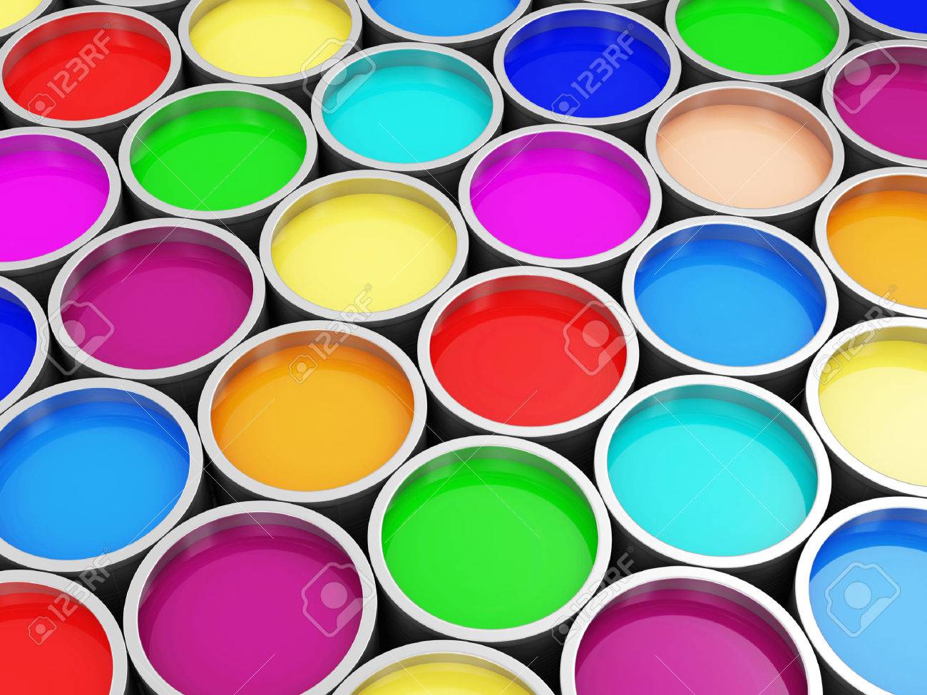 heap of colorful paint cans abstract background stock photo picture