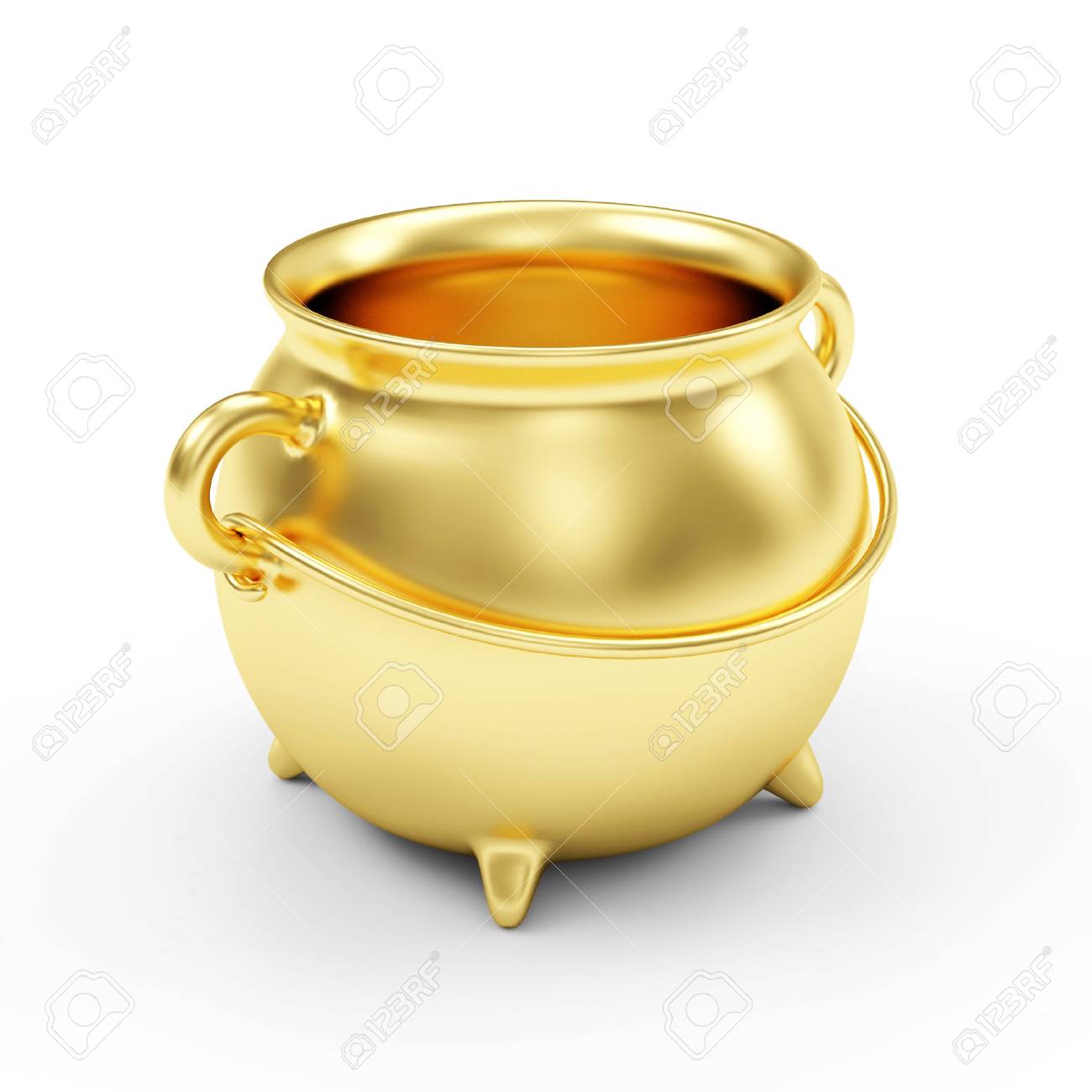 Empty Golden Pot Isolated On White Background Stock Photo, Picture And  Royalty Free Image. Image 32481177.