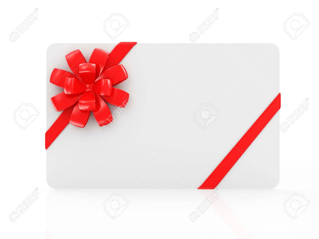 empty blank gift card with red ribbon and bow isolated on white gift card blank