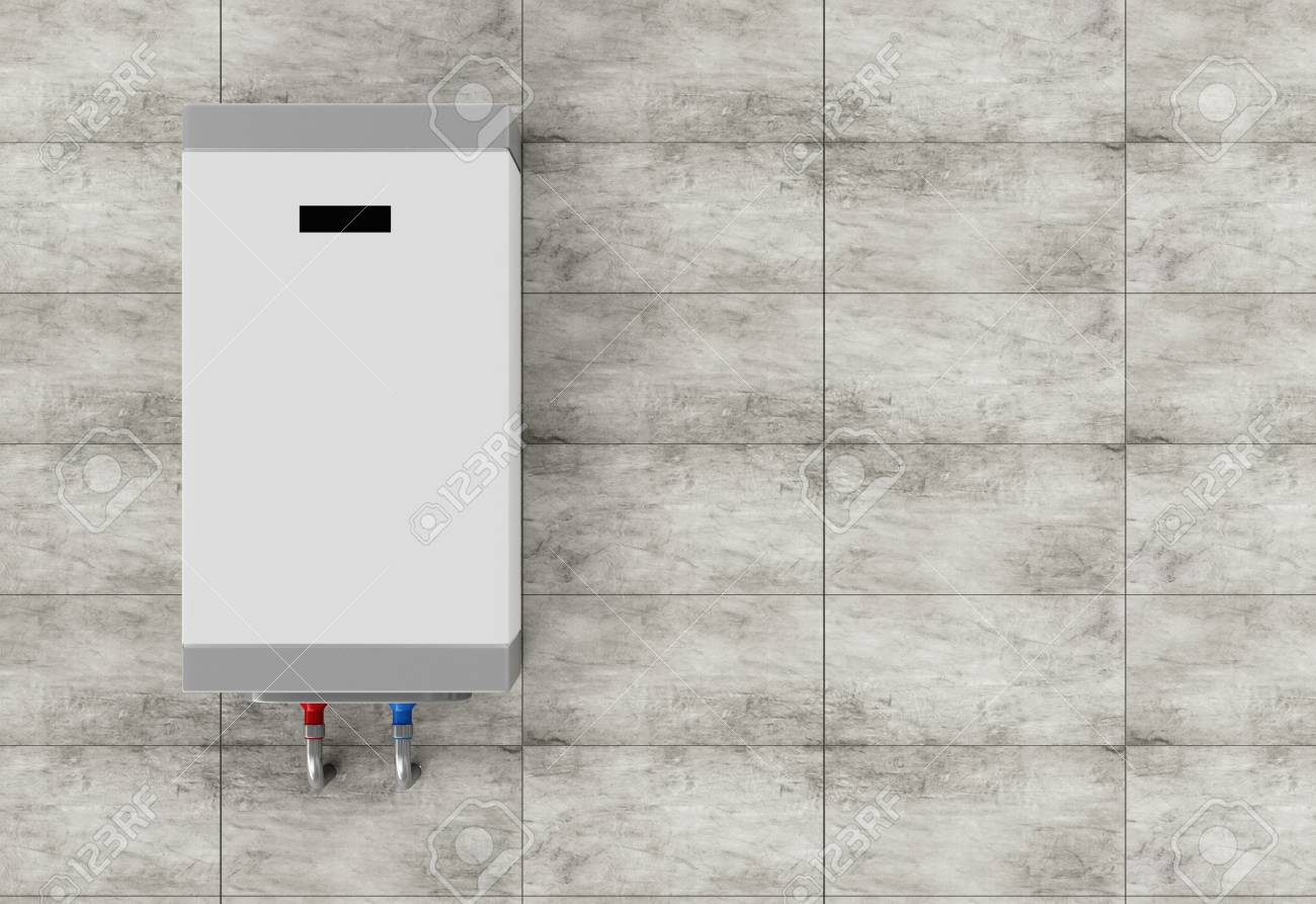 Calentador De Agua Electrico Moderna En La Pared De Baldosas De