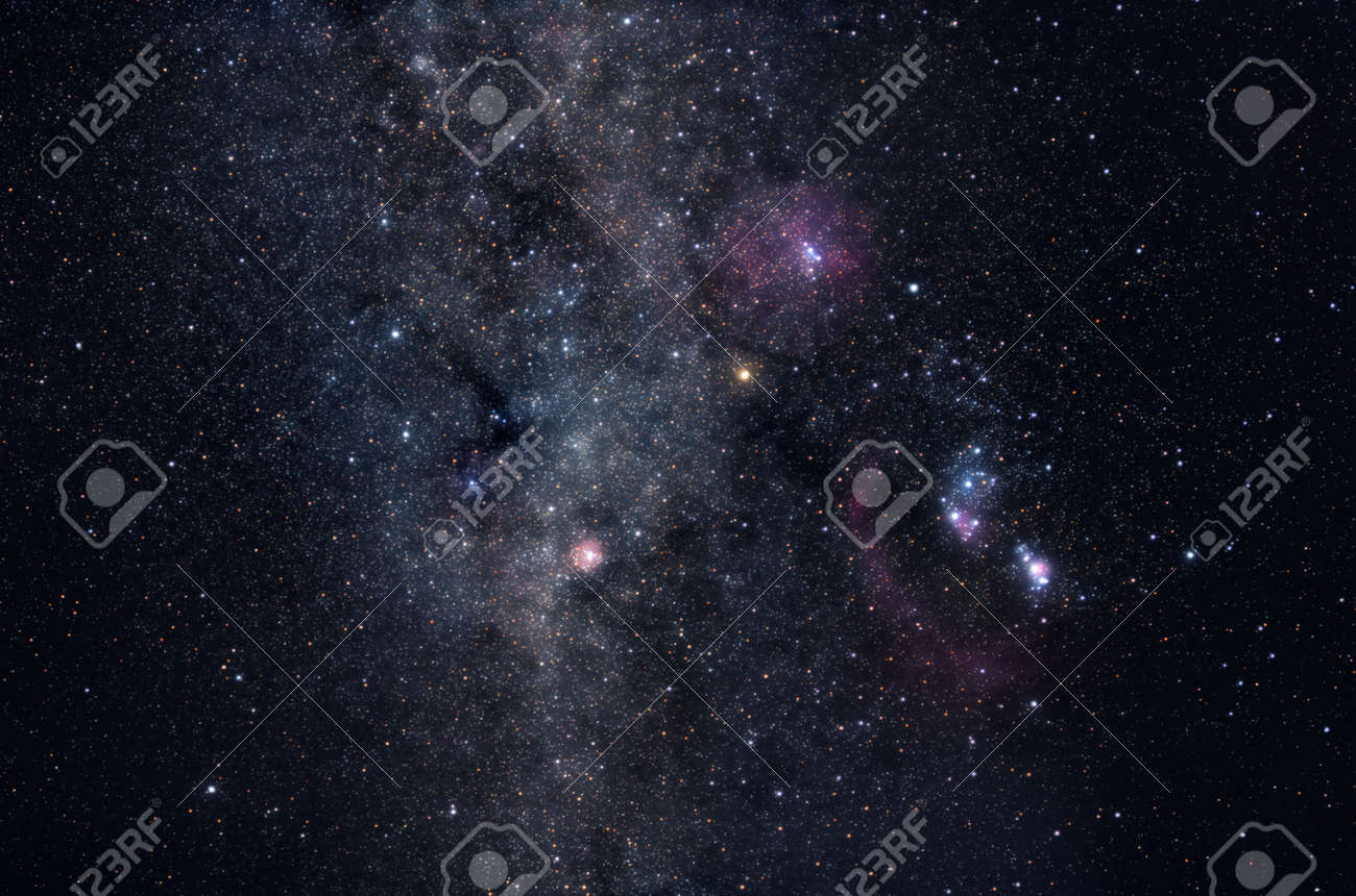 Deep space image containing constellations Orion, Monoceros, Gemini and many bright nebulae and star clusters - 35796186 Deep space image containing constellations Orion, Monoceros, Gemini and many bright nebulae and star clusters - 35796186