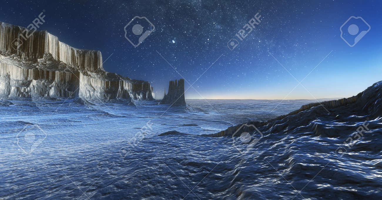 3d illustraiton of the frozen arctic landscape at night - 133378156 3d illustraiton of the frozen arctic landscape at night - 133378156