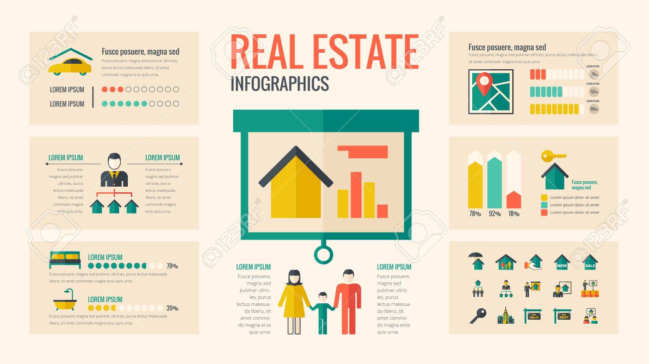 real estate infographic template vector customizable elements