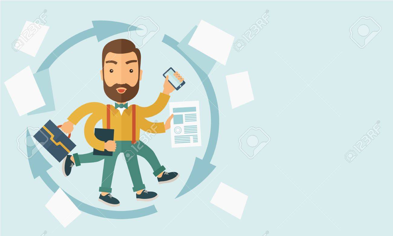 A Multitasking Job Is A Man With Many Hands With Successful 