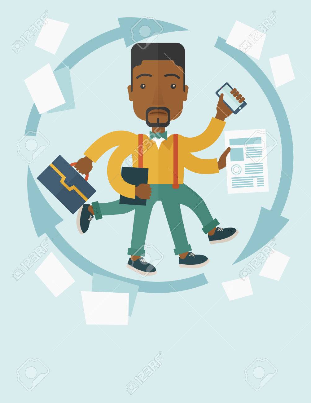 A Multitasking Job Is A Man With Many Hands With Successful 
