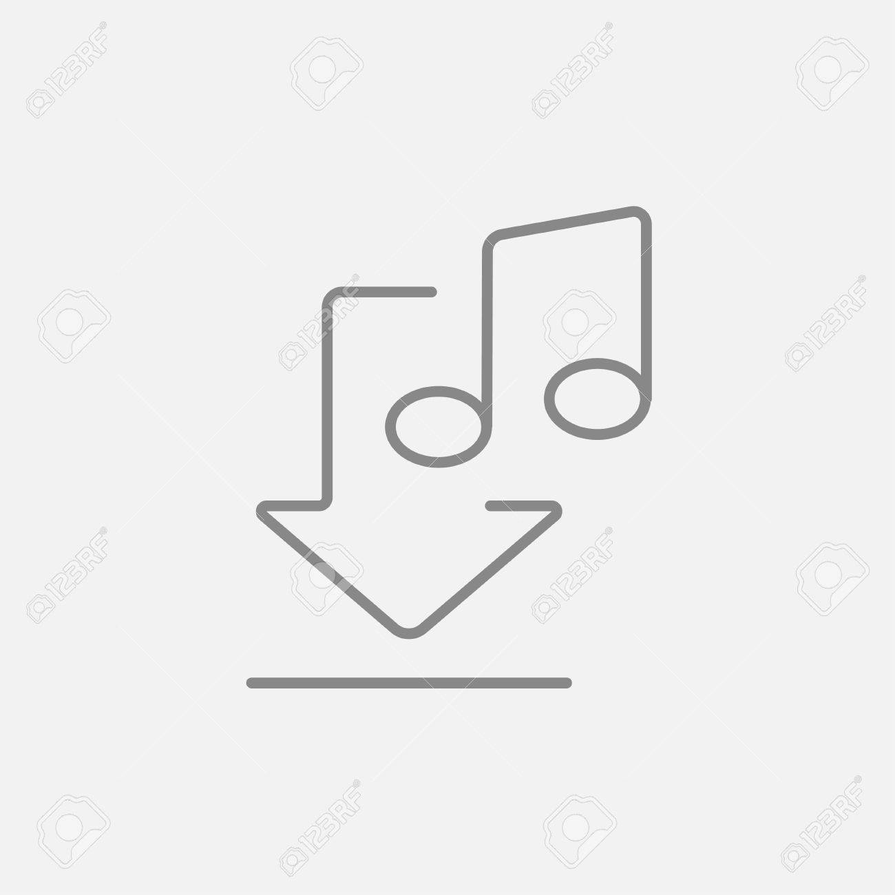 Web モバイル ミュージック ラインのアイコンとインフォ グラフィックをダウンロードします ベクトル暗い灰色アイコン ライトグレーの背景に分離されました のイラスト素材 ベクタ Image