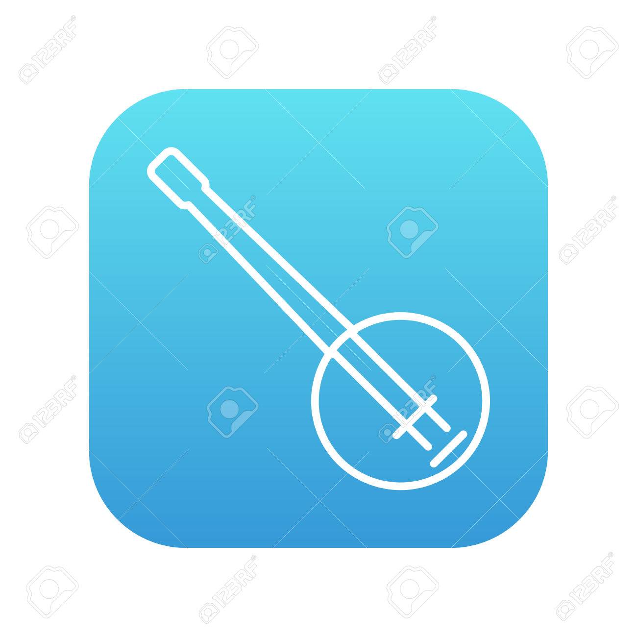 Banjo line icon for web, mobile and infographics. Vector white icon on the blue gradient square with rounded corners isolated on white background. - 49694494 Banjo line icon for web, mobile and infographics. Vector white icon on the blue gradient square with rounded corners isolated on white background. - 49694494