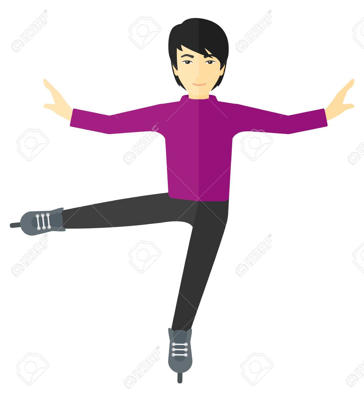 白い背景に分離されたベクトル フラット設計図を実行するプロ男性フィギュア スケート のイラスト素材 ベクタ Image