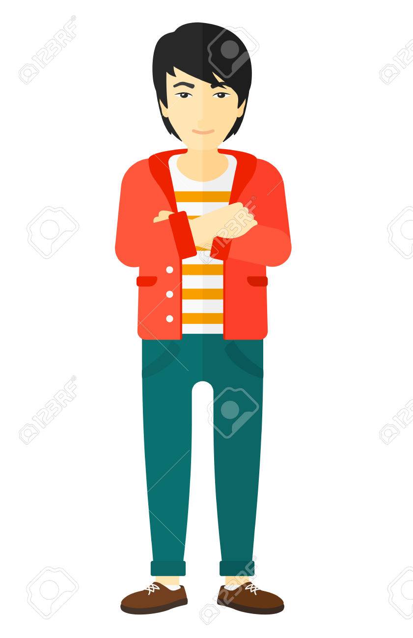 組んだ腕ベクトル フラット デザイン イラスト白背景に分離されて立っているアジア人男性 のイラスト素材 ベクタ Image 組んだ腕ベクトル フラット デザイン イラスト白背景に分離されて立っているアジア人男性 のイラスト素材 ベクタ Image