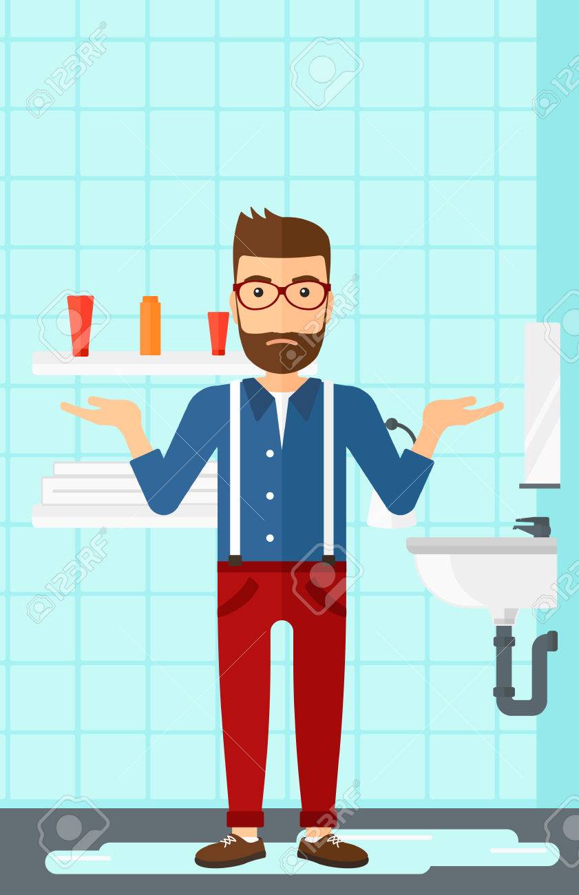 Un Homme Hipster Dans Le D Sespoir Debout Pr S Fuite Lavabo Dans La Salle De Bain Hipster ~ Un Homme Hipster Dans Le D Sespoir Debout Pr S Fuite Lavabo Dans La