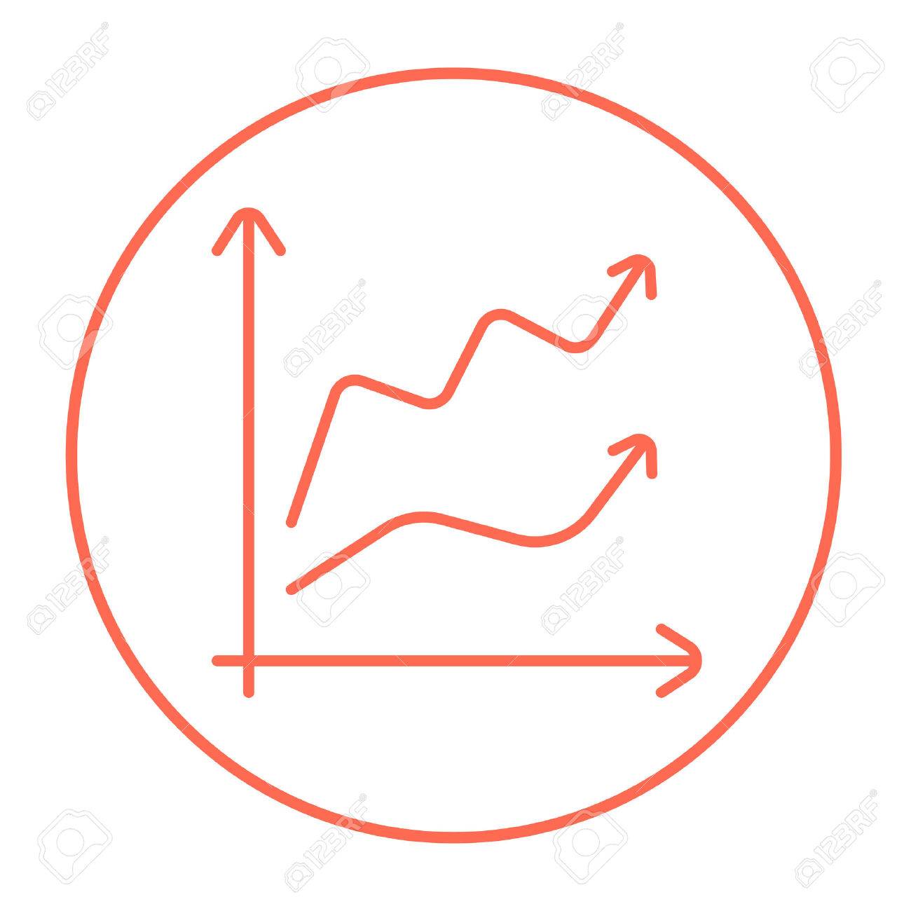 Icono De La Linea Grafico De Crecimiento Para Web Movil Y La Infografia Vector Icono Delgada Linea Roja En El Circulo Aislado En El Fondo Blanco Ilustraciones Vectoriales Clip Art Vectorizado Libre