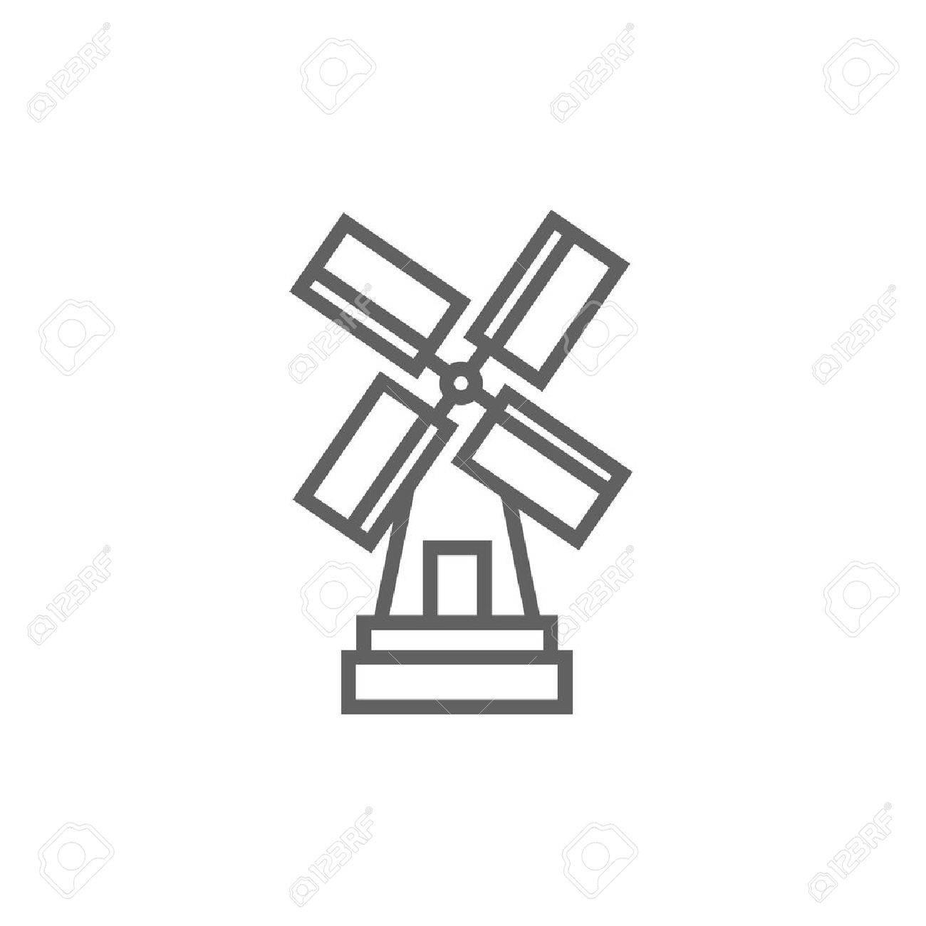 Web モバイル インフォ グラフィックの風車ライン アイコン ベクトル暗い灰色アイコン白背景に分離されました のイラスト素材 ベクタ Image