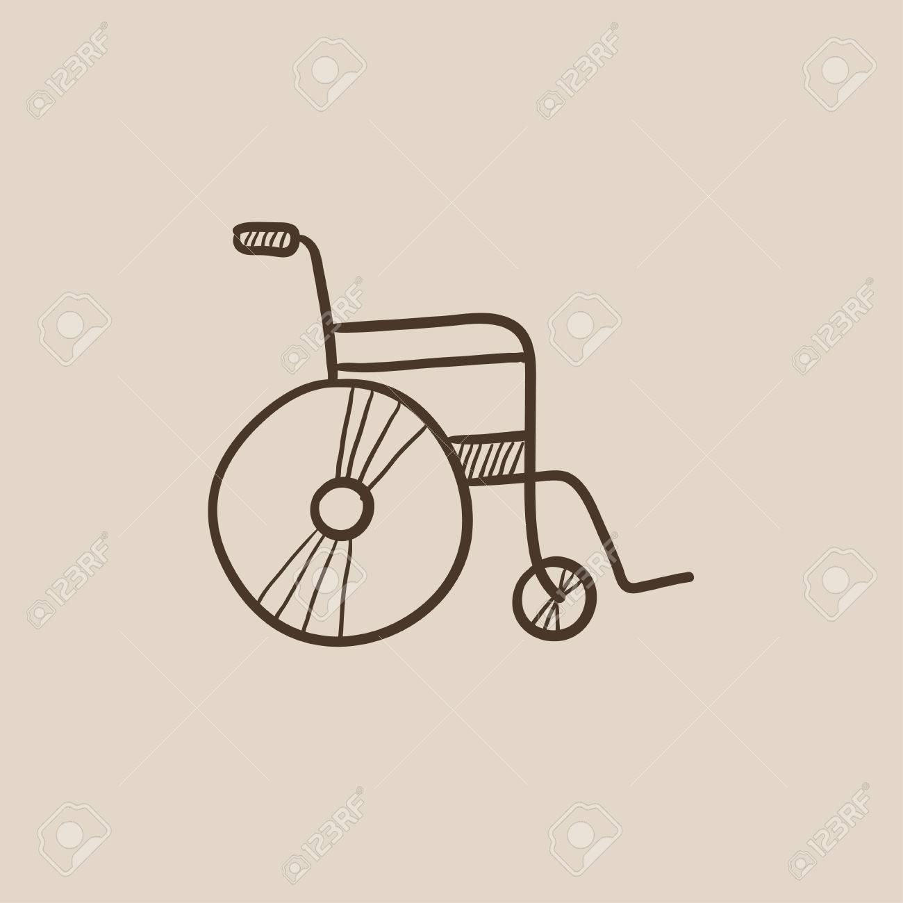 Icono De Sketch De Silla De Ruedas Para Web, Móvil E Icono De Sketch De Silla De Ruedas Para Web, Móvil E