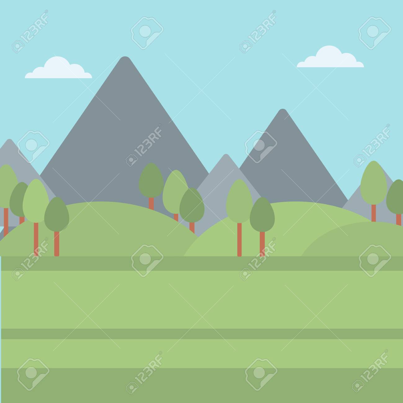 山の風景ベクトル フラット デザイン イラストの背景 正方形のレイアウト のイラスト素材 ベクタ Image