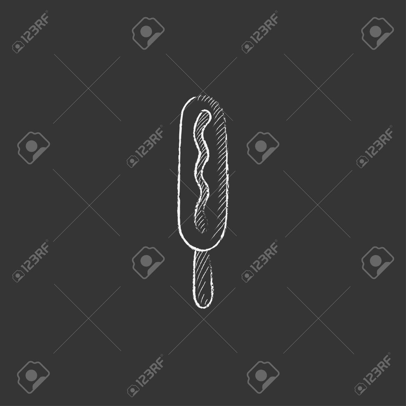 アメリカンドッグ インフォ グラフィック モバイル Web のチョーク ベクトル分離アイコンで描画手 のイラスト素材 ベクタ Image 55037633