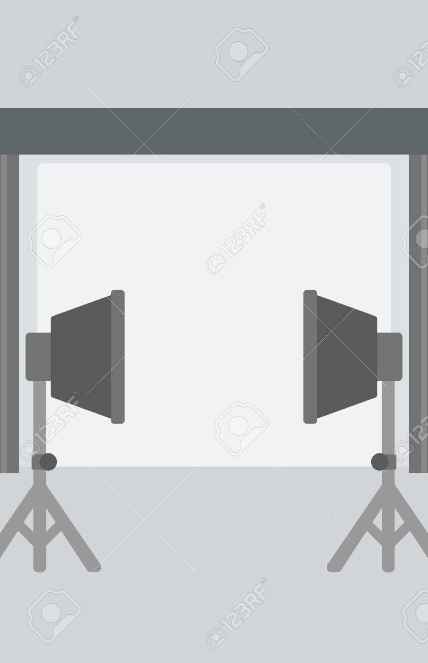 空写真スタジオ照明機器ベクトル フラット デザイン イラストの背景 縦型レイアウト のイラスト素材 ベクタ Image