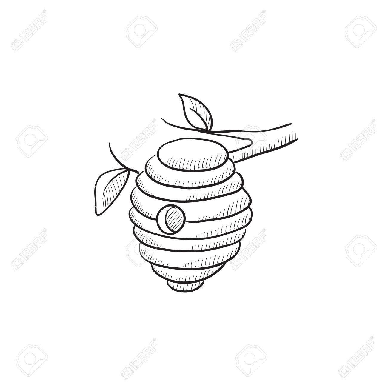 Abeja Dibujo Icono De La Colmena Para Web Movil Y La Infografia Dibujado A Mano Icono De Colmena De Abejas Abeja Icono De Hervidero De Vectores Abeja Icono De Hervidero Aislado Sobre
