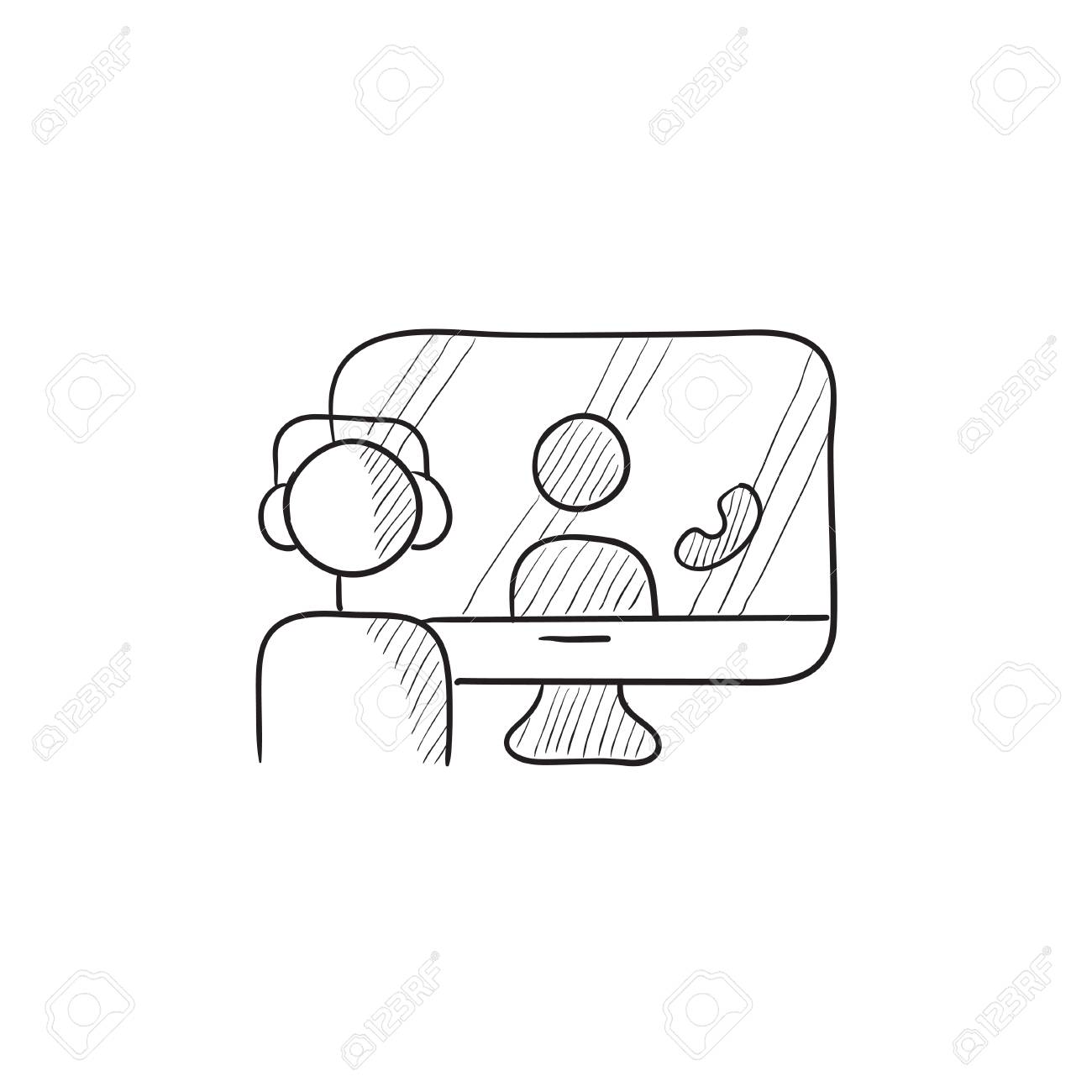 Online Education Vector Sketch Icon Isolated On Background Hand