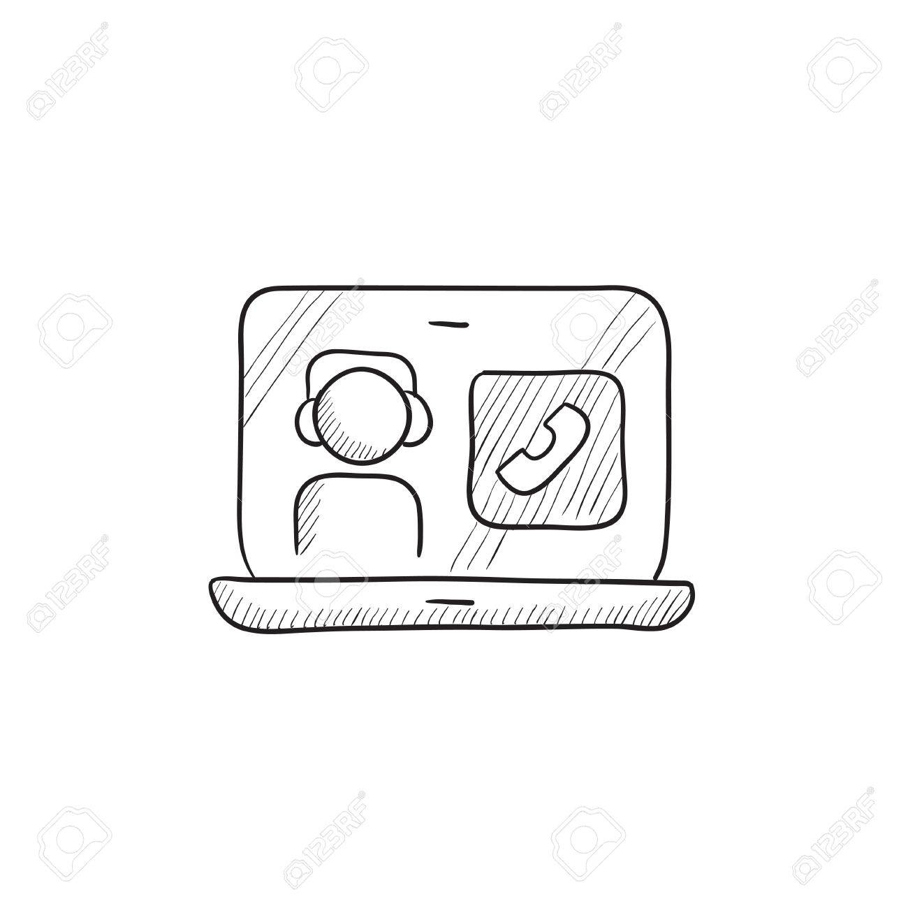 Online Education Vector Sketch Icon Isolated On Background Hand