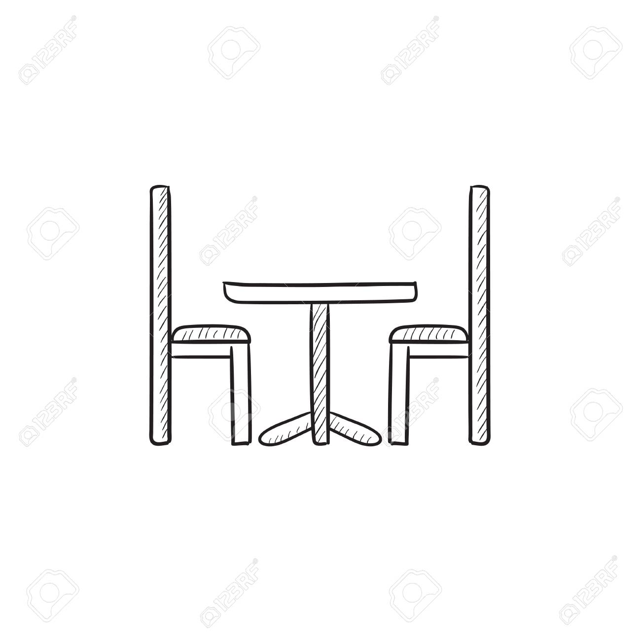 Tisch Und Stühle Vektor Skizze Symbol Auf Hintergrund Tisch Mit Stühlen Symbol Lizenzfrei Nutzbare Vektorgrafiken