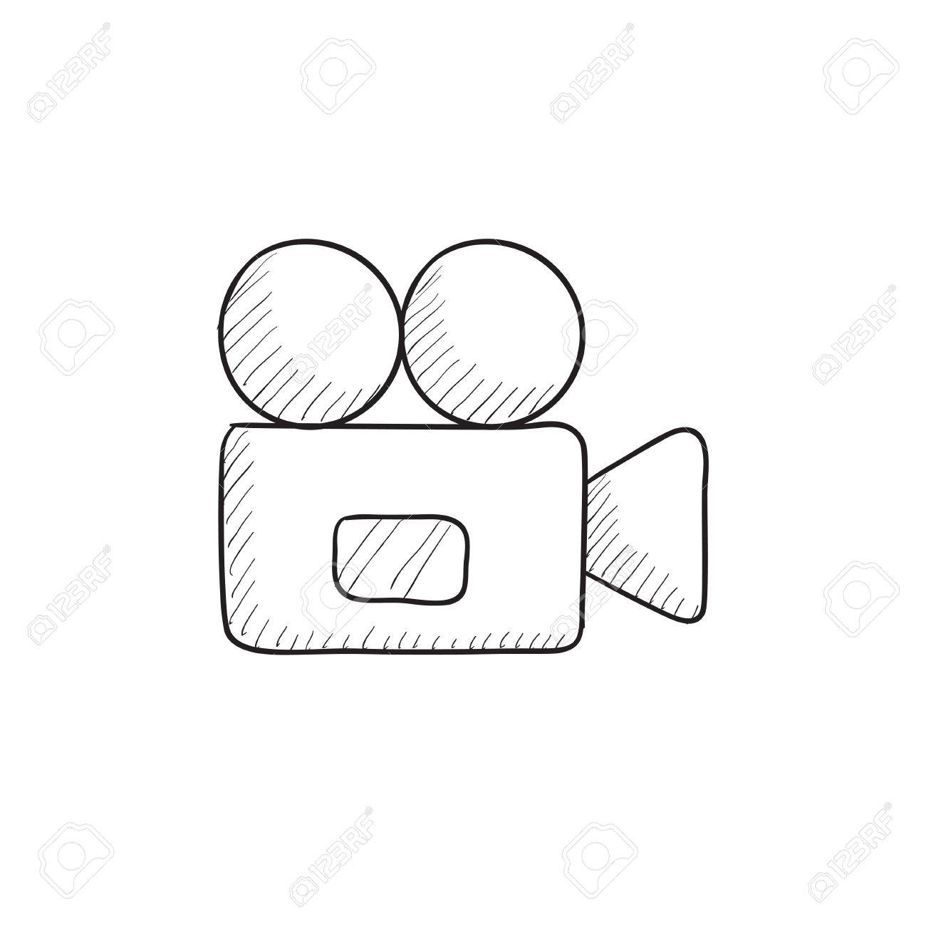 ビデオ カメラ ベクター スケッチ アイコン背景に分離されました 手描き下ろしビデオ カメラ アイコン インフォ グラフィック ウェブサイトやアプリの ビデオ カメラ スケッチ アイコン のイラスト素材 ベクタ Image