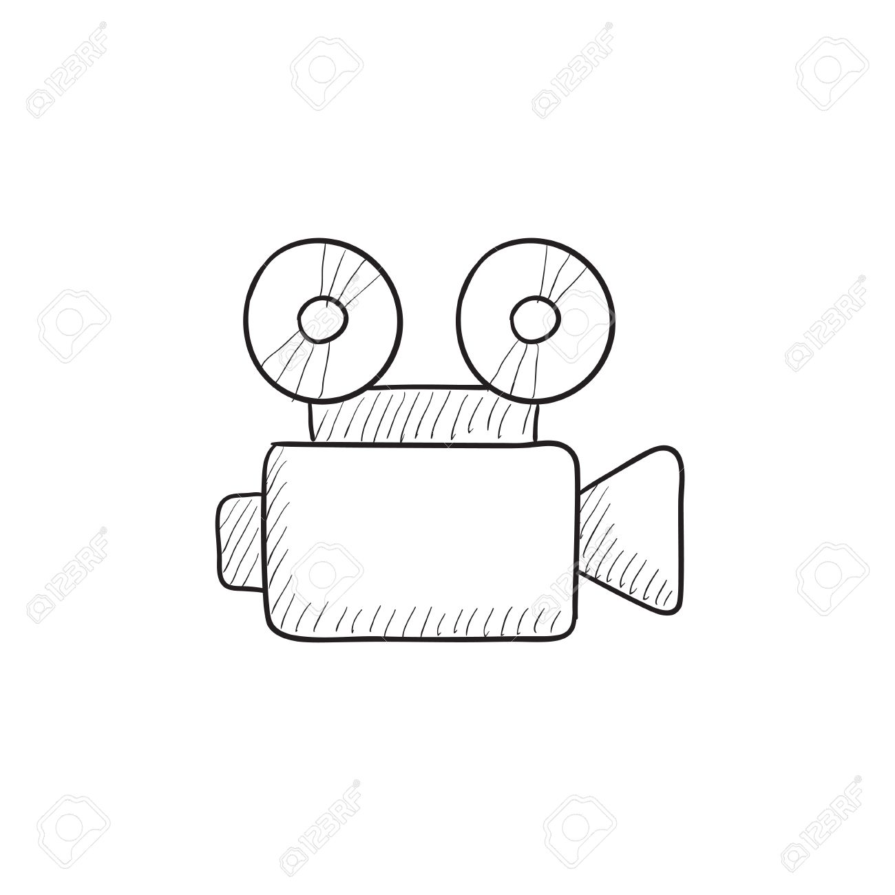 ビデオ カメラ ベクター スケッチ アイコン背景に分離されました 手描き下ろしビデオ カメラ アイコン インフォ グラフィック ウェブサイトやアプリの ビデオ カメラ スケッチ アイコン のイラスト素材 ベクタ Image