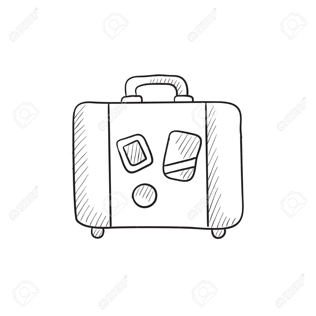 Suitcase vector sketch icon isolated on background. Hand drawn..