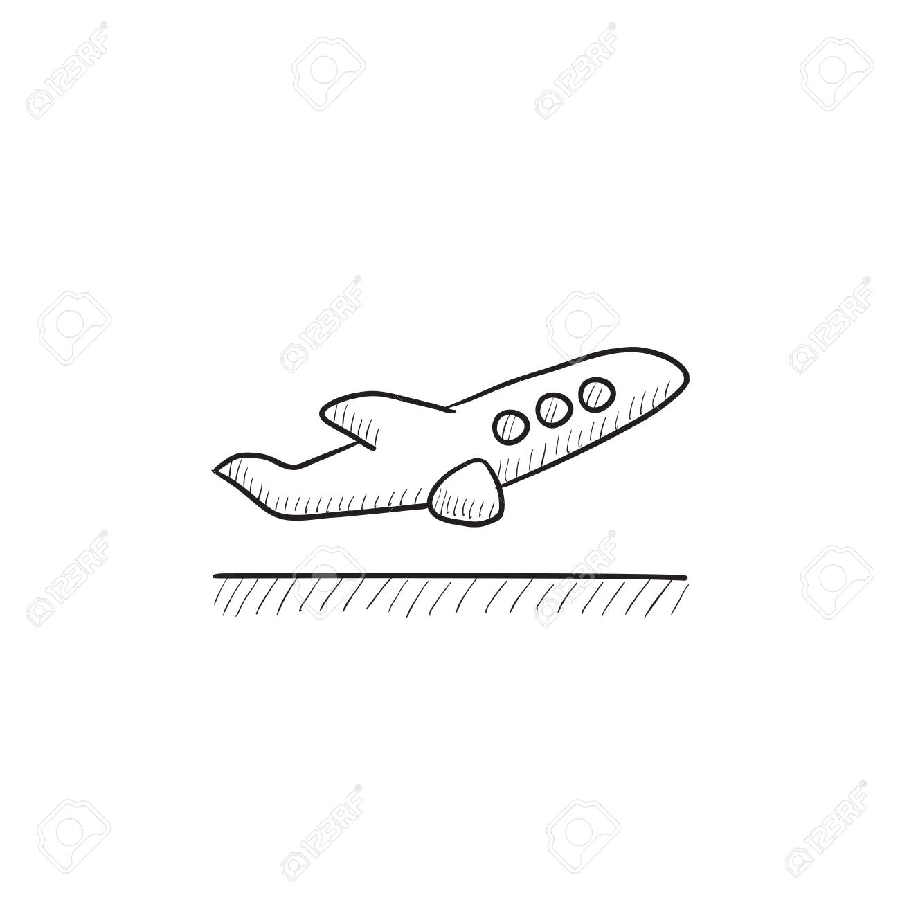 Plane Taking Off Vector Sketch Icon Isolated On Background. Hand Drawn  Plane Taking Off Icon. Plane Taking Off Sketch Icon For Infographic,  Website Or App. Royalty Free SVG, Cliparts, Vectors, and Stock, image size:1300x1300