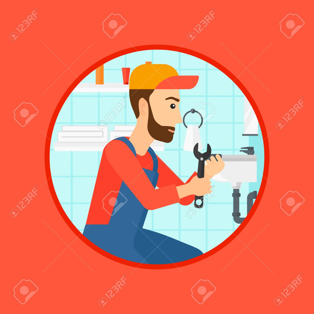 Un Plombier Hipster Assis Dans Une Salle De Bains Et La R Paration Salle De Bain Hipster ~ Un Plombier Hipster Assis Dans Une Salle De Bains Et La R Paration