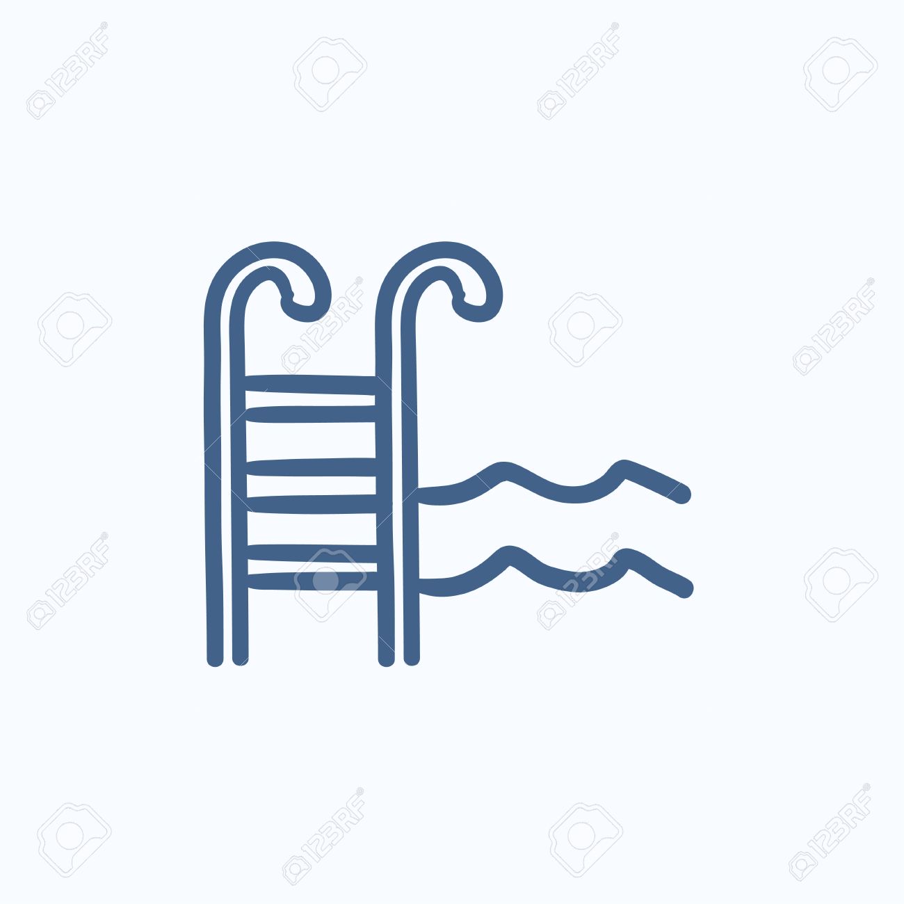 swimming pool with ladder vector sketch icon isolated on background
