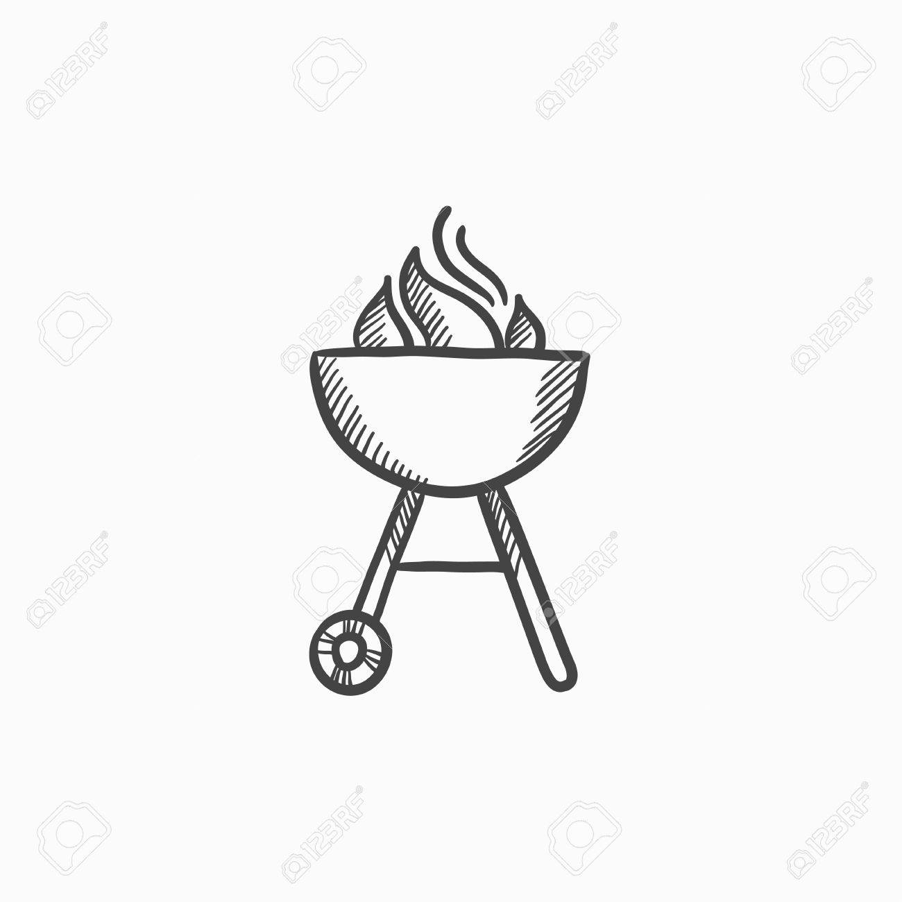 kettle barbecue grill vector sketch icon isolated on background