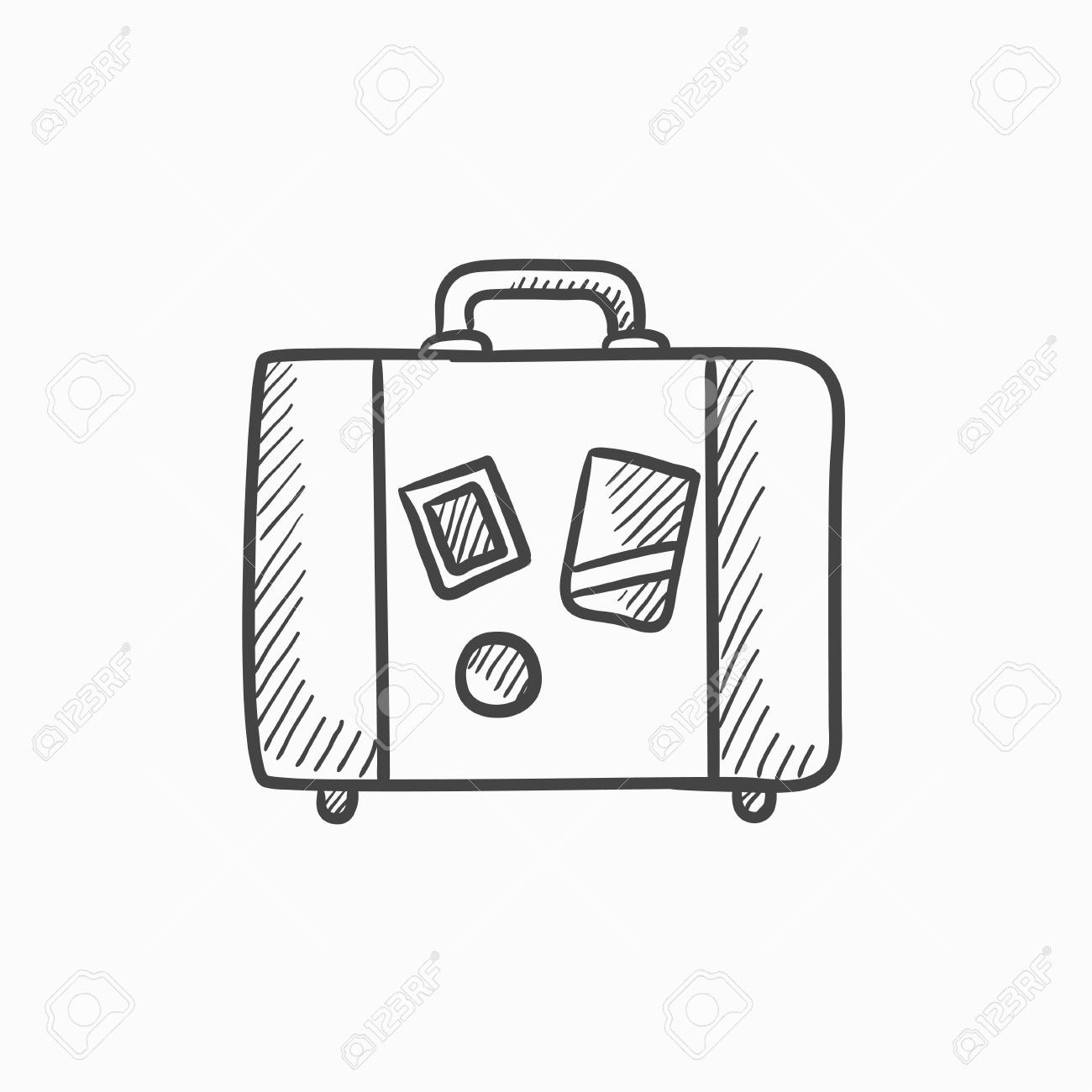 Suitcase vector sketch icon isolated on background. Hand drawn..