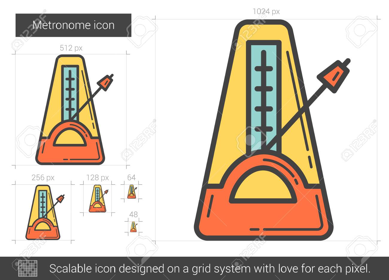 メトロノーム ベクトル線のアイコンが白い背景で隔離 インフォ グラフィック ウェブサイトやアプリ スケーラブルなアイコンのためのメトロノーム線アイコンは グリッド システムに設計されています のイラスト素材 ベクタ Image