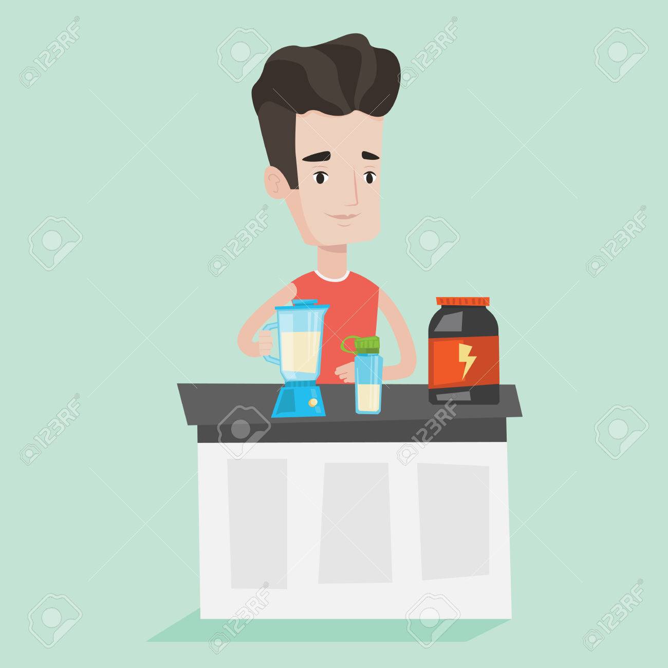 ミキサーを使用してプロテイン シェークを作る若い白人男 人ボディービル栄養補助食品のカクテルを準備します スポーツ栄養とライフ スタイルのコンセプトです ベクトル フラットなデザイン イラスト 正方形のレイアウト のイラスト素材 ベクタ Image ミキサーを使用してプロテイン シェークを作る若い白人男 人ボディービル栄養補助食品のカクテルを準備します スポーツ栄養とライフ スタイルのコンセプトです ベクトル フラットなデザイン イラスト 正方形のレイアウト のイラスト素材 ベクタ Image