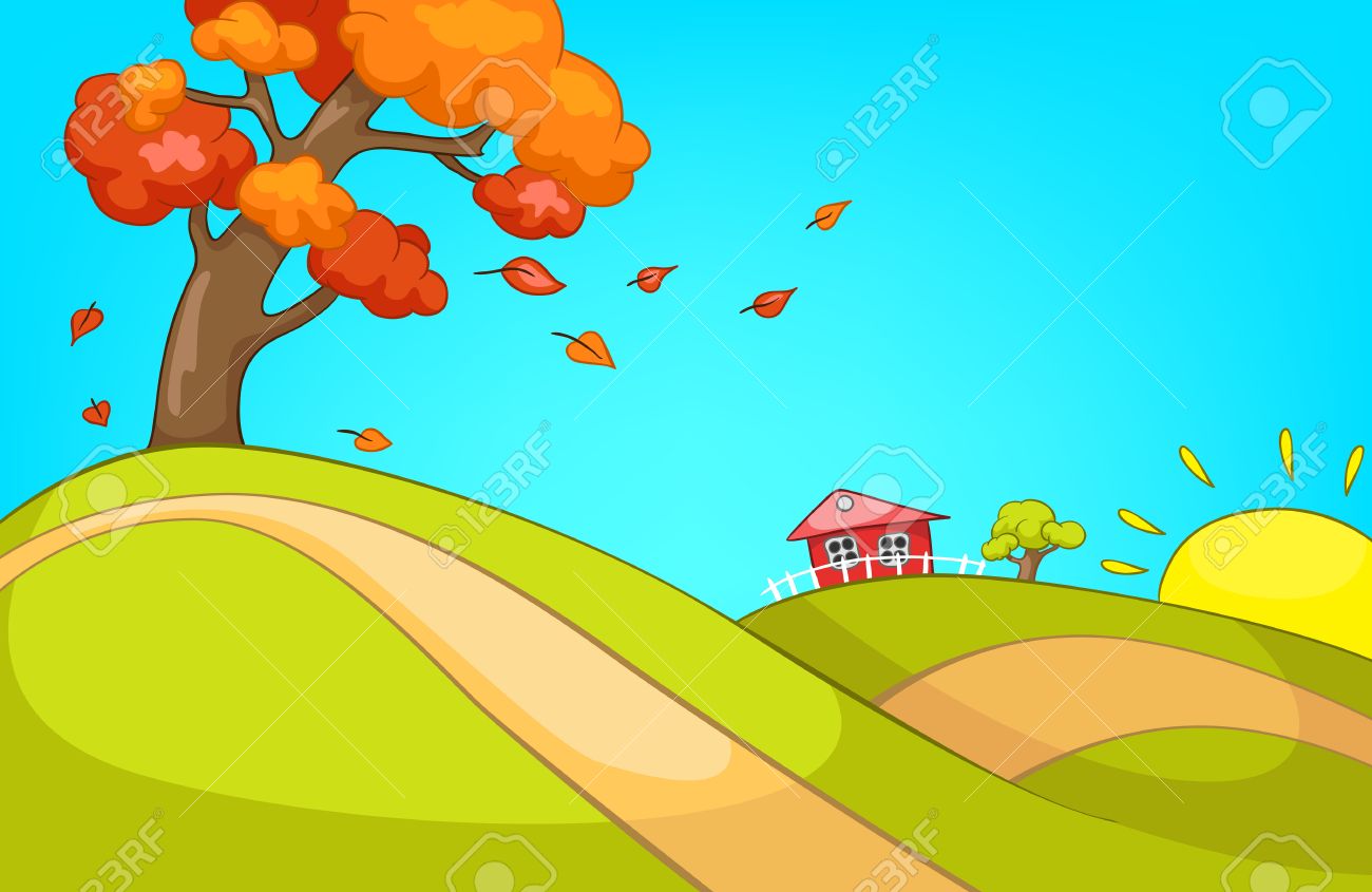 Dibujado A Mano De Dibujos Animados Del Paisaje De Otoño. Dibujo Animado Colorido Del Fondo Del Otoño. De Dibujos Animados De Un Paisaje Ondulado En Otoño. Fondo De La Historieta Del Paisaje Dibujado A Mano De Dibujos Animados Del Paisaje De Otoño. Dibujo Animado Colorido Del Fondo Del Otoño. De Dibujos Animados De Un Paisaje Ondulado En Otoño. Fondo De La Historieta Del Paisaje