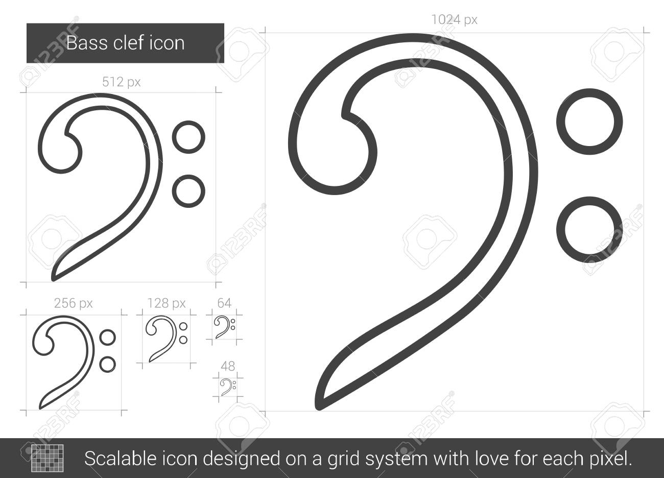 bass clef vector line icon isolated on white background bass clef line icon for infographic
